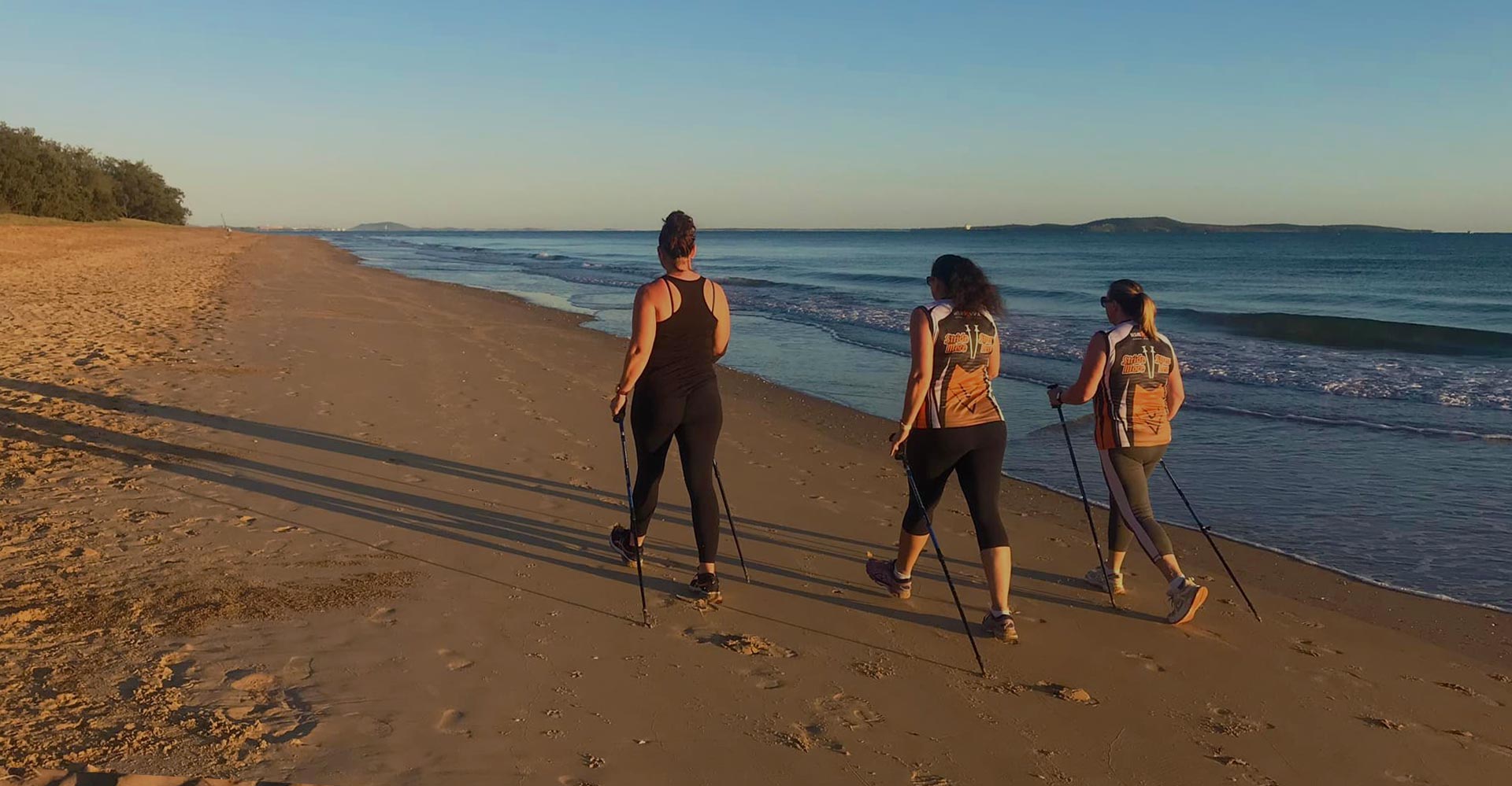 Tannum Sands Beach Walking with Poles at Sunrise Group Sessions MOBILE